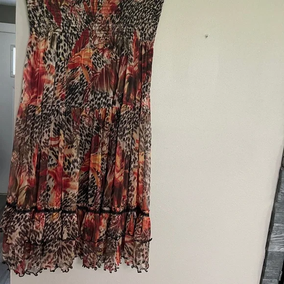 Sheer flowy leopard print floral dress that converts to a long skirt size XL - Picture 8 of 11